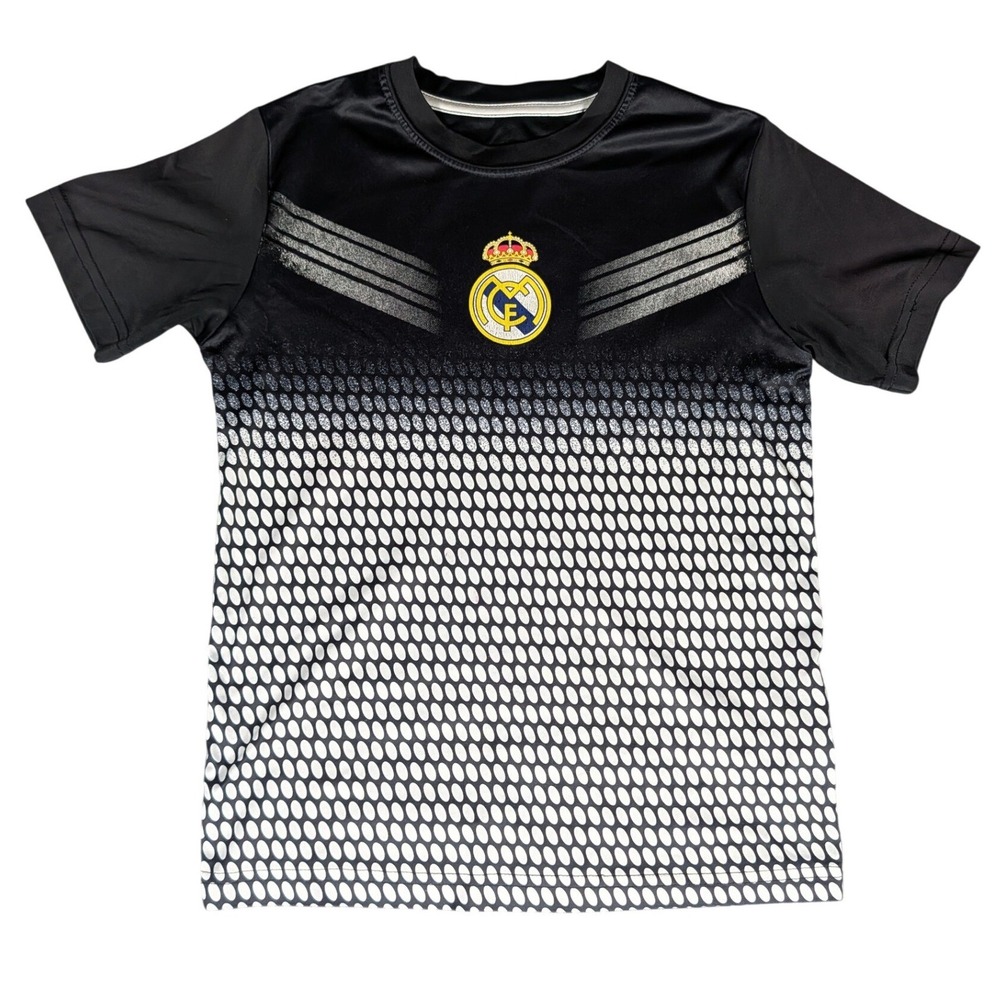 Real Madrid CF Kids Soccer Jersey Black White Gradient Graphic Shirt M